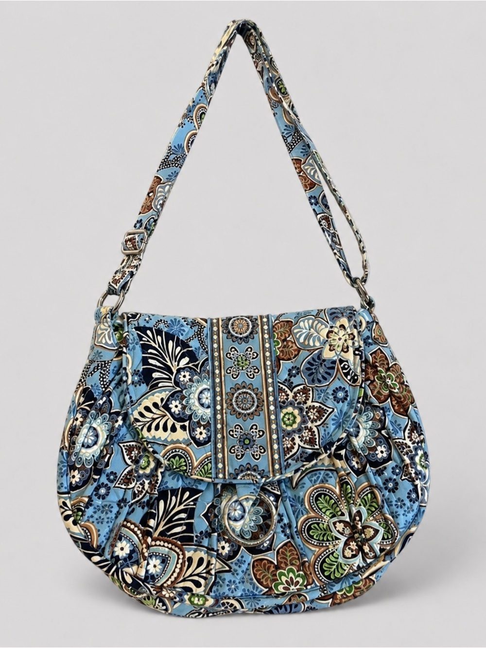 Vera Bradley Shoulder Bag Quilted Cotton Floral Paisley Medium Hobo